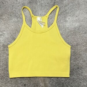 Yahada Yellow Ribbed Crop Top